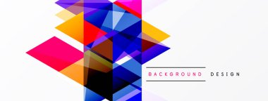 Soyut geometrik şekiller örtüşür, canlı renkli tasarım yaratır. Beyaz alan dengesi bileşimi, modern estetik.