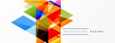 Soyut geometrik şekiller örtüşür, canlı renkli kompozisyon oluşturur. Modern tasarım elementleri yenilik ve enerji öneriyor.