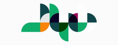 Soyut grafik tasarımı. Geometrik şekiller üst üste binerek modern görüntüler yaratıyor. Teal, donanma, turuncu renkler kompozisyona hakim. Minimalist stil.