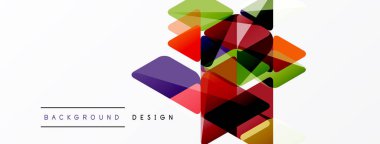 Soyut geometrik şekiller örtüşür, canlı renkli tasarım yaratır. Beyaz arka plan temiz bir kontrast sağlıyor. Modern görsel element.