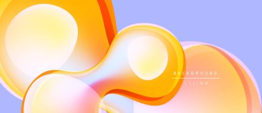 Soyut sıvı şekiller, turuncu, sarı renkler lavanta arka planıyla harmanlanmış. Modern tasarım hareketi, yumuşaklığı ve sıcaklığı çağrıştırıyor..