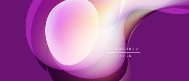 Soyut mor arkaplan. Sıvı şekiller üst üste binerek, dinamik görsel efekt yaratır. Gradyan renkler düzgün bir şekilde harmanlanarak modern estetik sunuyor.