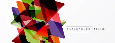 Soyut geometrik şekiller örtüşür, canlı renkli tasarım yaratır. Beyaz alan arkaplana hakim, temiz estetik sunuyor.