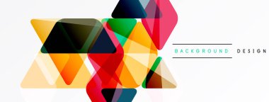 Soyut geometrik şekiller örtüşür, canlı renkli tasarım yaratır. Arka planlar ve pankartlar için modern vektör illüstrasyonu.