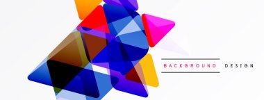 Soyut geometrik şekiller örtüşür, canlı renkli tasarım yaratır. Modern tarz, temiz arkaplan, sunumlar için uygun.