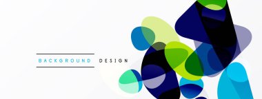 Soyut renkli şekiller beyaz uzayla örtüşüyor. Modern tasarım elementleri dinamik görsel doku oluşturur. Basit, temiz estetik..