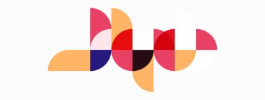 Soyut geometrik şekiller, canlı renkler, üst üste binen yarı daireler modern tasarım yaratır. Minimalist kompozisyon, temiz çizgiler, oyuncu estetik..