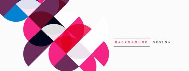 Soyut geometrik şekiller örtüşür, canlı renk bileşimi yaratır. Beyaz alan tasarıma hükmediyor, temiz estetik sunuyor.