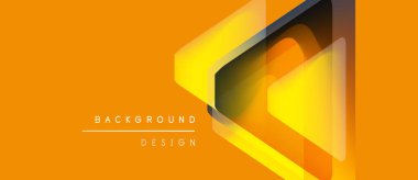 Parlak turuncu arka plan katmanlı geometrik şekiller. Tasarım üst üste binen kareleri içeriyor, dinamik görsel efekt yaratıyor. Metin arkaplan tasarımı okur.