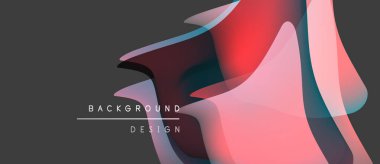 Soyut sıvı şekilleri örtüşür ve canlı renk değişimleri yaratır. Arkaplan tasarımı pembeler, kırmızılar, maviler, deniz mavileri içerir. Modern estetik.