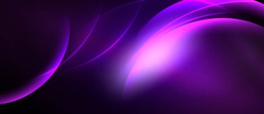 Soyut mor dalgalar, dalgalı çizgiler, parlak merkez. Karanlık arka plan dramatik görsel efektler yaratır. Yumuşak eğimler, modern tasarım.