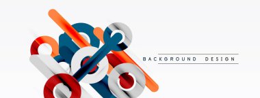 Soyut geometrik şekiller örtüşür, dinamik görsel efekt yaratır. Modern tasarım canlı renkler, temiz çizgiler kullanır.