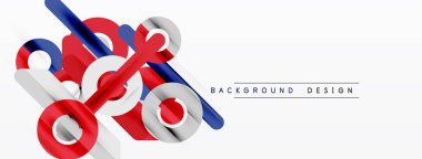 Soyut geometrik şekiller, kırmızı, mavi, beyaz. Minimalist tasarım, temiz çizgiler, modern estetik. Dijital projeler için arkaplan ögesi.