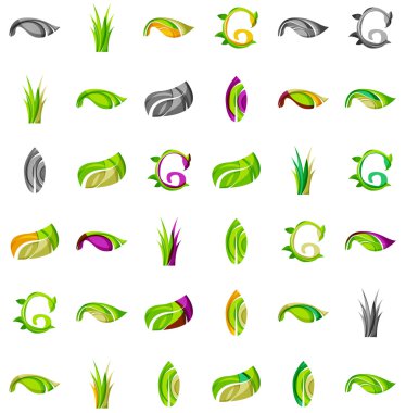 Dizi soyut Eko bitki simgeler, iş logo doğa Yeşil Kavramlar, temiz modern geometrik tasarım