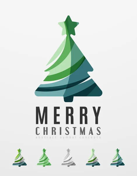 一連の抽象的なクリスマス ツリー アイコン、ロゴのビジネス コンセプト、清潔でモダンな光沢のあるデザイン — ストックベクタ
