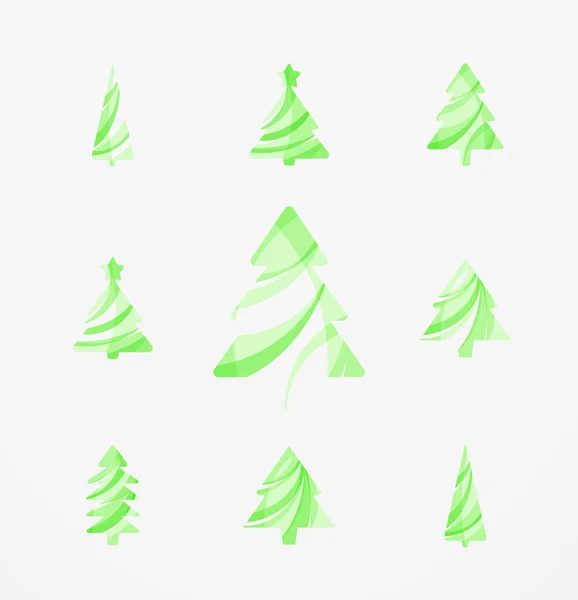 Reihe abstrakter Weihnachtsbaum-Ikonen, Business-Logo-Konzepte, sauberes modernes Hochglanz-Design — Stockvektor