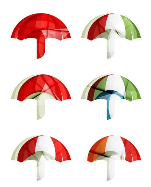 Conjunto de ícones de guarda-chuva abstratos, conceitos de proteção de logotipos de negócios, design geométrico moderno limpo — Vetor de Stock