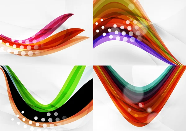 Conjunto de fondos abstractos. Curva líneas de onda con efectos de luz y sombra — Vector de stock