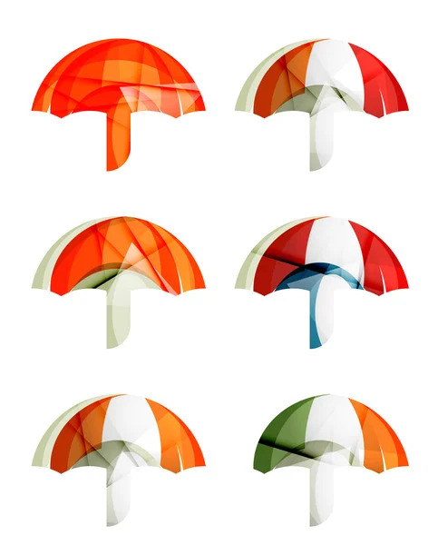 Conjunto de ícones de guarda-chuva abstratos, conceitos de proteção de logotipos de negócios, design geométrico moderno limpo — Vetor de Stock