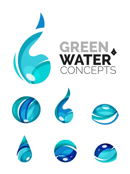 Σύνολο αφηρημένη eco νερό εικονίδια, επιχειρηματικές έννοιες φύση πράσινο λογότυπο, καθαρά και σύγχρονα γεωμετρικό σχεδιασμό — Διανυσματικό Αρχείο