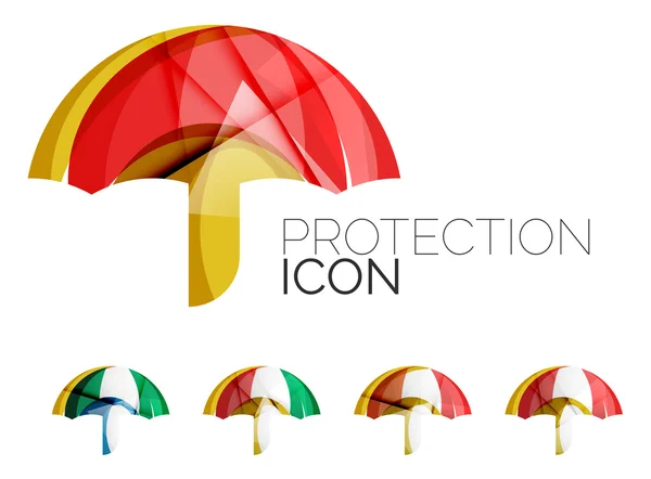 Eine Reihe abstrakter Schirmsymbole, Schutzkonzepte für Firmenlogos, sauberes, modernes geometrisches Design — Stockvektor