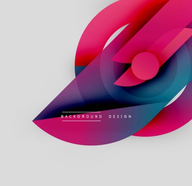 Soyut renkli tasarım akışkan şekiller ve gradyanlar içerir. Modern estetik, dinamik bileşim, uygun arkaplan ögesi.