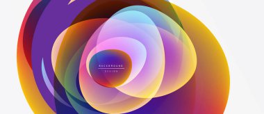 Soyut renkli katmanlar dinamik dairesel tasarım yaratır. Canlı renkler harmanlanarak modern arkaplan ögesini oluşturur. Yumuşak gradyanlar görsel ilgi sunar.