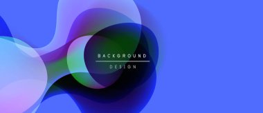 Soyut sıvı şekilleri örtüşür, parlak mavi, yeşil ve mor renkler yaratır. Metin, formlar içinde ortalanmış arkaplan tasarımı okur.