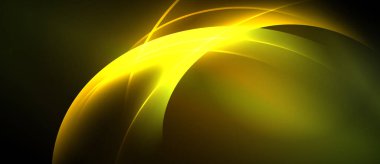 Parlak sarı kıvrımlar merkezden yayılır. Karanlık arka plan dramatik bir zıtlık yaratır, enerji ve hareket izlenimi verir. Yumuşak eğimler şekilleri tanımlar.