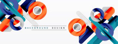 Soyut geometrik şekiller, canlı renkler, modern tasarım. Temiz çizgiler, dinamik kompozisyon, arka plan için uygun..