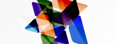 Soyut geometrik şekiller örtüşür, canlı renk karışımları yaratır. Kompozisyon şeffaflık, derinlik ve modern tasarım elementlerine sahiptir..