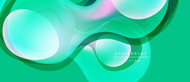 Soyut sıvı şekilleri örtüşür, canlı deniz mavisi, pembe, beyaz renkler yaratır. Modern tasarım hareketi, enerjiyi, pürüzsüz geçişleri öneriyor.