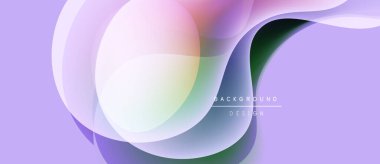 Soyut akışkan şekiller, pastel renkler, açık mor arkaplan. Modern tasarım elementleri dinamik görsel doku oluşturur.
