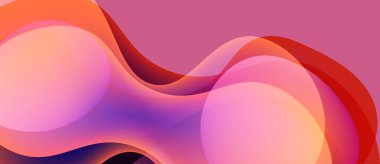 Soyut sıvı şekiller harmanlanarak canlı pembeler, portakallar ve morlar yaratır. Yumuşak eğimler hareket, derinlik ve modern tasarım önerir.