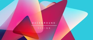 Soyut geometrik şekiller örtüşüyor, canlı renk eğimleri yaratıyor. Tasarım özellikleri pembeler, maviler, sarılar, metin arkaplan tasarımı.
