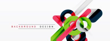 Soyut renkli çizgiler, şekiller dinamik bir arkaplan yaratır. Beyaz alan temiz görsel kontrast sağlıyor. Modern tasarım elemanları.