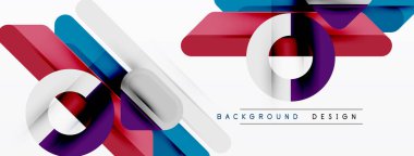 Soyut geometrik çizgiler, şekiller modern tasarım yaratır. Parlak renkler, dinamik kompozisyon, temiz estetik. Arkaplan elementleri yenilik ve teknoloji öneriyor.