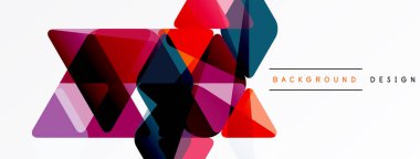 Soyut geometrik şekiller örtüşüyor, canlı renk eğimleri yaratıyor. Modern tasarım elementleri dinamik bileşimi önerir.