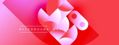 Soyut pembe dizayn özellikleri üst üste binen şekiller, gradyanlar. Metin, kompozisyon içerisindeki arkaplan tasarımını okur. Modern, canlı estetik..