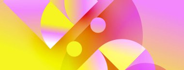 Soyut şekiller canlı renkleri harmanlarlar. Sarı, pembe, turuncu dinamik bileşim yaratır. Yumuşak eğimler akıcılığı ve modern tasarımı akla getiriyor..