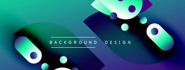 Soyut arkaplan parlak mavi, mor renkler içerir. Geometrik şekiller, daireler dinamik görsel efekt oluşturur. Modern tasarım ögesi.