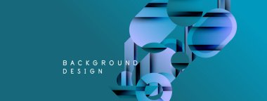 Soyut geometrik şekiller, mavi tonlar, modern tasarım. Minimalist kompozisyon, gradyan etkiler, dinamik görsel öğeler. Arkaplan dokusu mevcut.