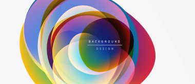 Abstract colorful layers create dynamic circular design. Gradient hues blend, forming vibrant visual impact. Modern aesthetic.