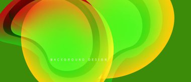Soyut, enerjik dalgalar, yeşil egemen oluyor. Pürüzsüz gradyanlar turuncu, sarı, kırmızı renkleri harmanlarlar. Arka planlar için modern tasarım ögesi.