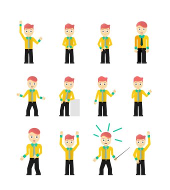 sevimli genç işadamları karakter kümesi üzerinde izole beyaz teşkil etmektedir.