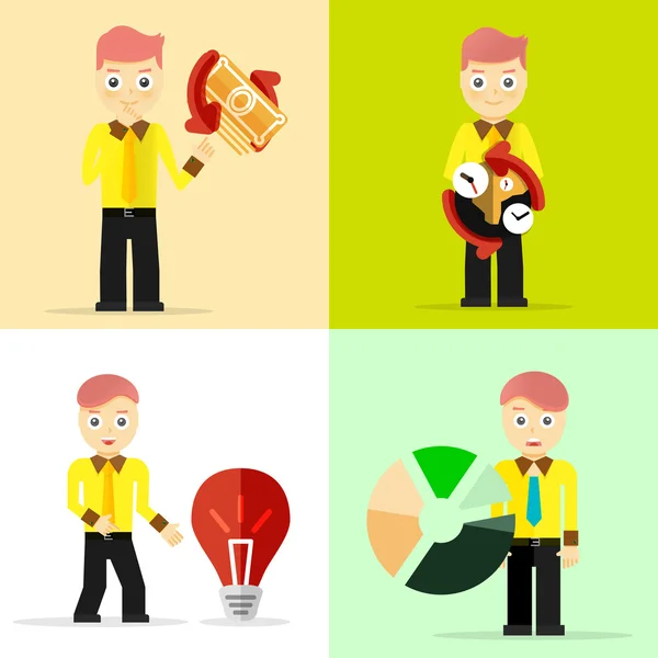 Set of businessman pose character concepts — Stock Vector