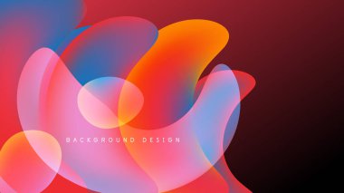 Soyut renkli şekiller örtüşüyor ve canlı bir görsel etki yaratıyor. Arka plan karanlık, parlak renklerin altını çiziyorum. Modern tasarım ögesi.