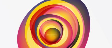 Soyut renkli katmanlar dinamik dairesel tasarım yaratır. Parlak renkler karışıyor, tünel illüzyonu oluşturuyor. Modern grafik ögesi.