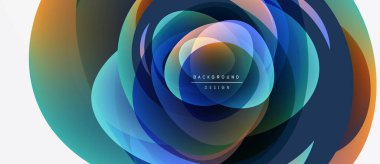 Soyut çiçek tasarımı. Üst üste binen katmanlar dairesel desen oluşturur. Canlı renkler harmanlanır, dinamik görsel efekt oluşturur. Metin arkaplan tasarımı okur.