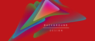 Soyut canlı şekiller kırmızı arkaplanla örtüşüyor. Gradyan renkler dinamik görsel efekt yaratır. Projeler için modern tasarım ögesi.